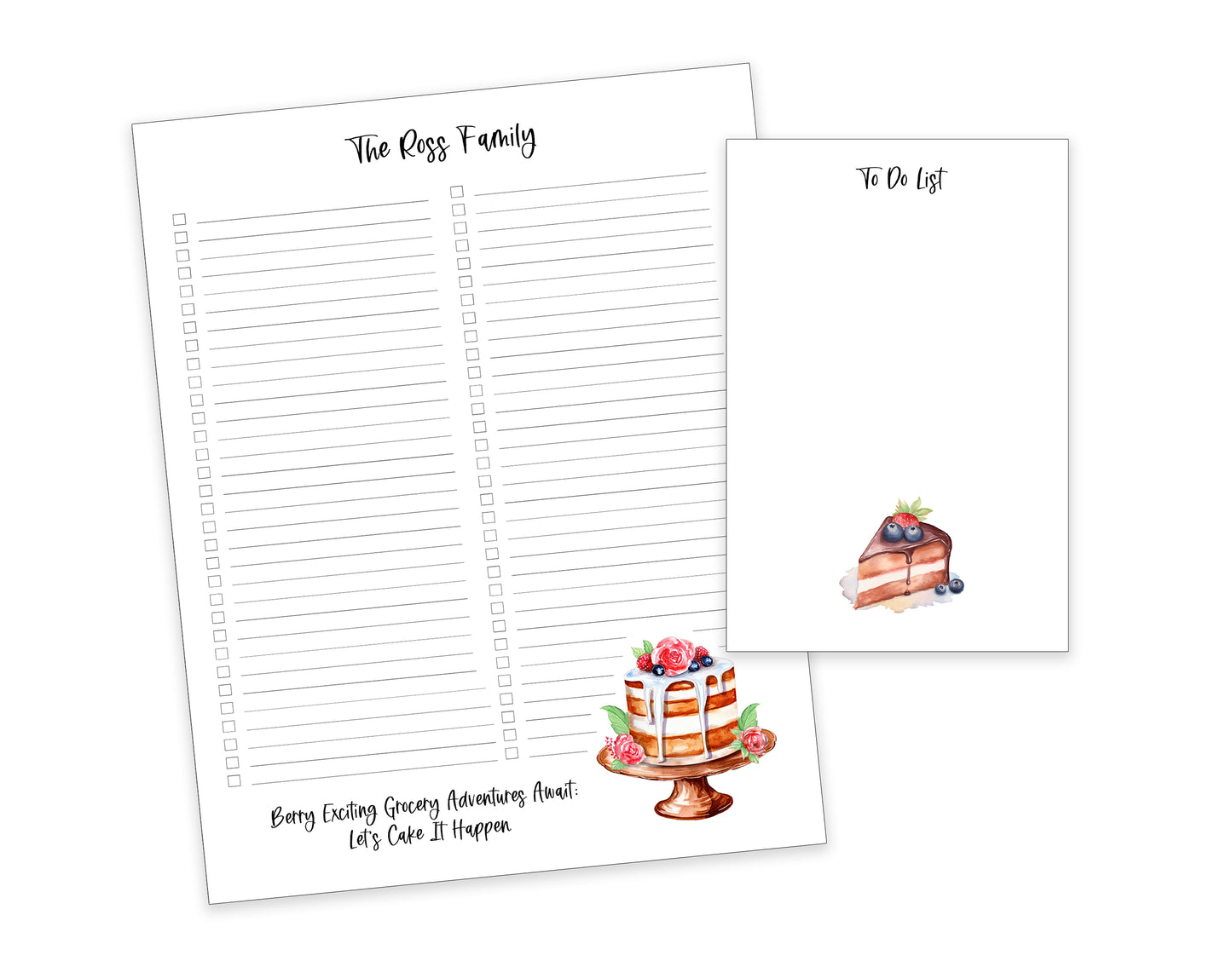 Berry Cake Shopping List Notepad and To Do List Pad