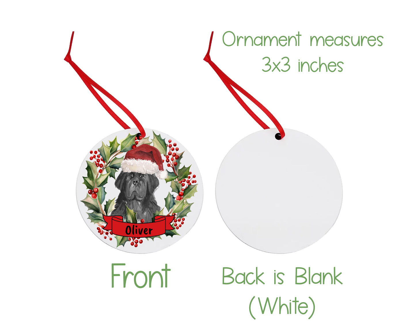 Black Newfoundland Dog Christmas Ornament and Stickers