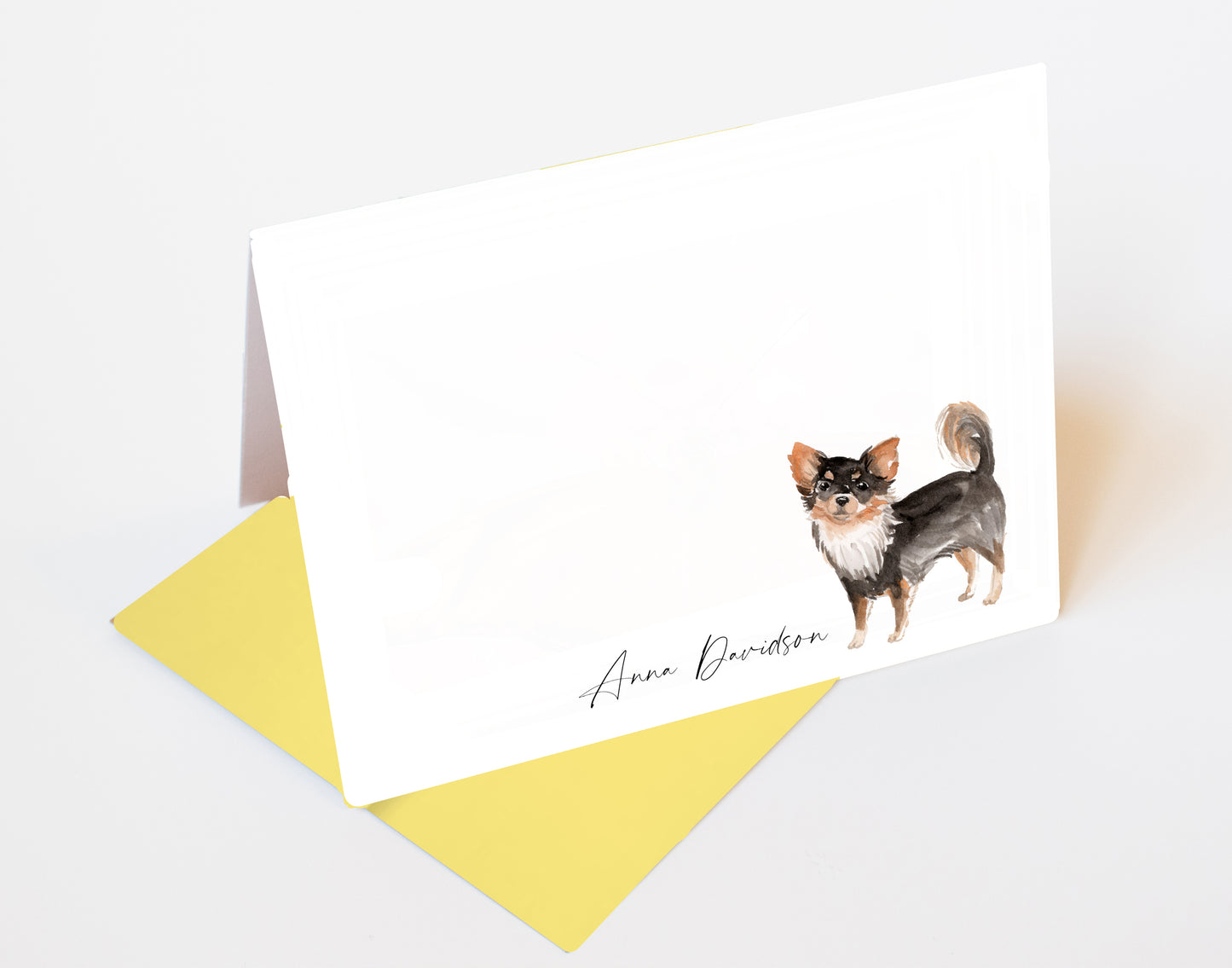 Black and Tan with White Chihuahua Folded Note Cards