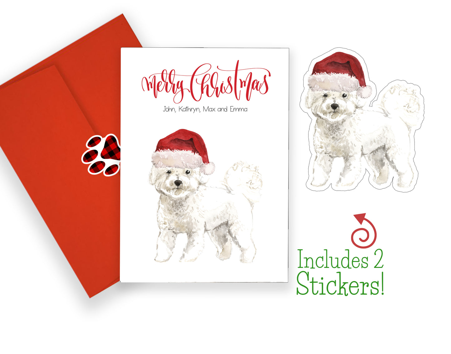 Bichon Frise Christmas Cards and Stickers