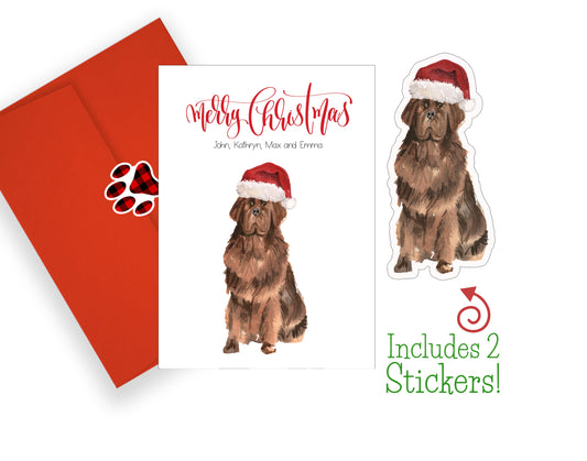 Brown Newfoundland Christmas Cards and Stickers