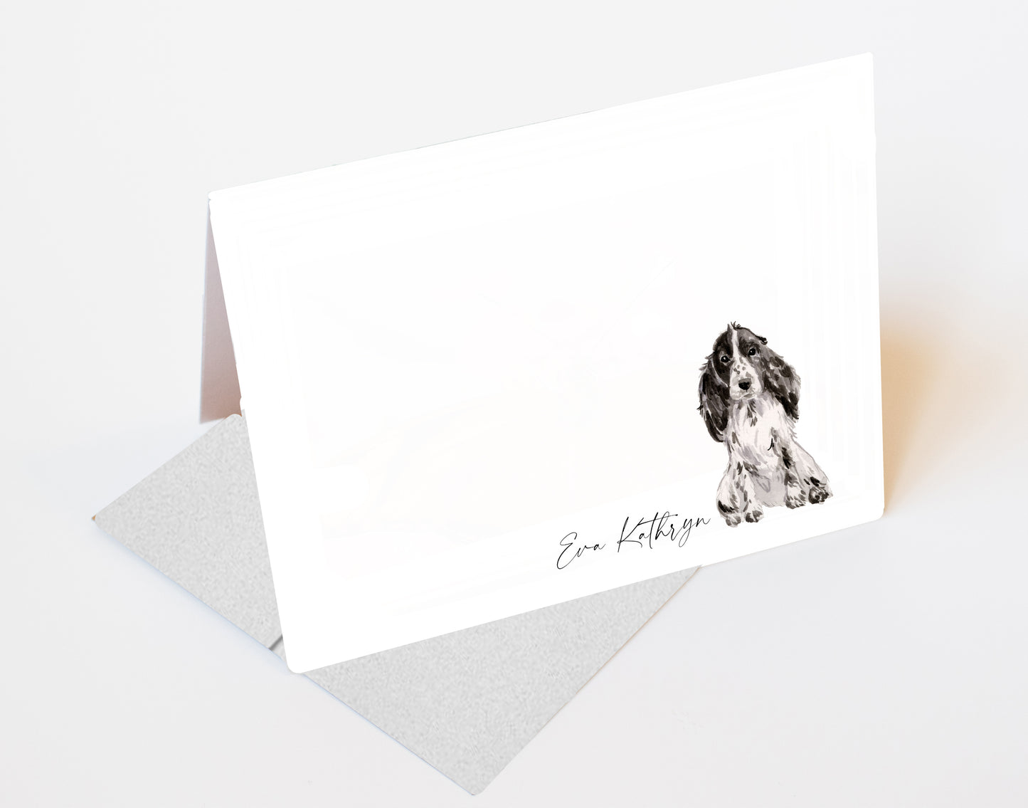 Black and White Cocker Spaniel Folded Note Cards