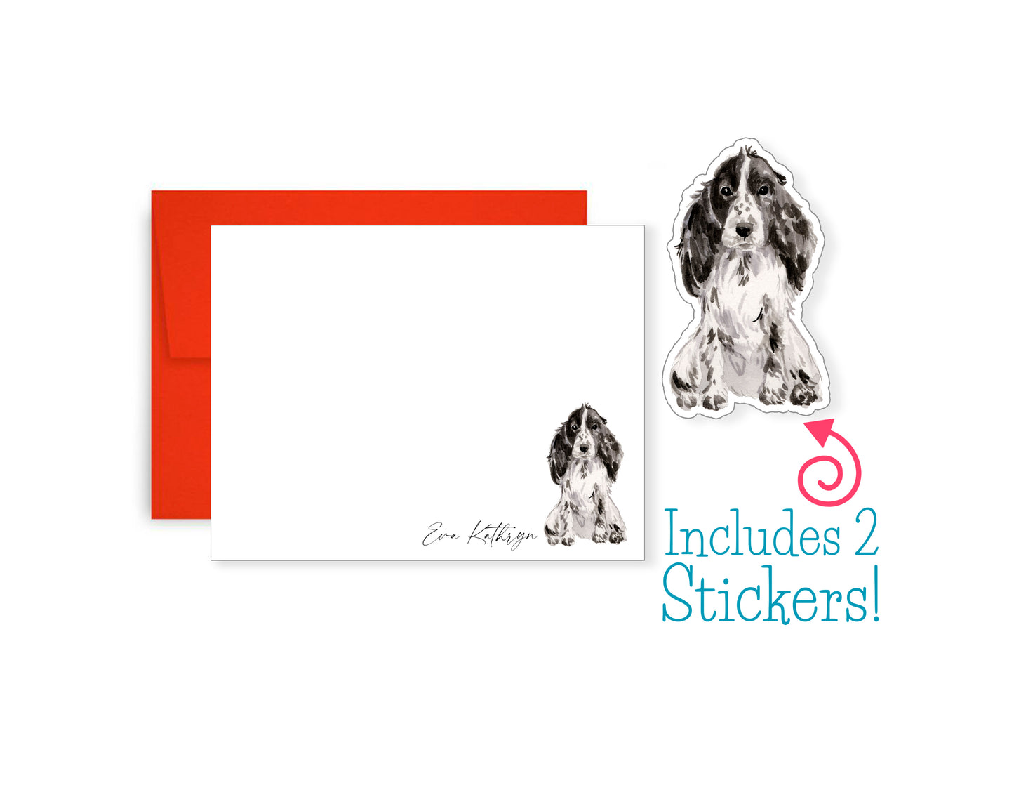 Black and White Cocker Spaniel Folded Note Cards