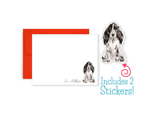 Black and White Cocker Spaniel Folded Note Cards