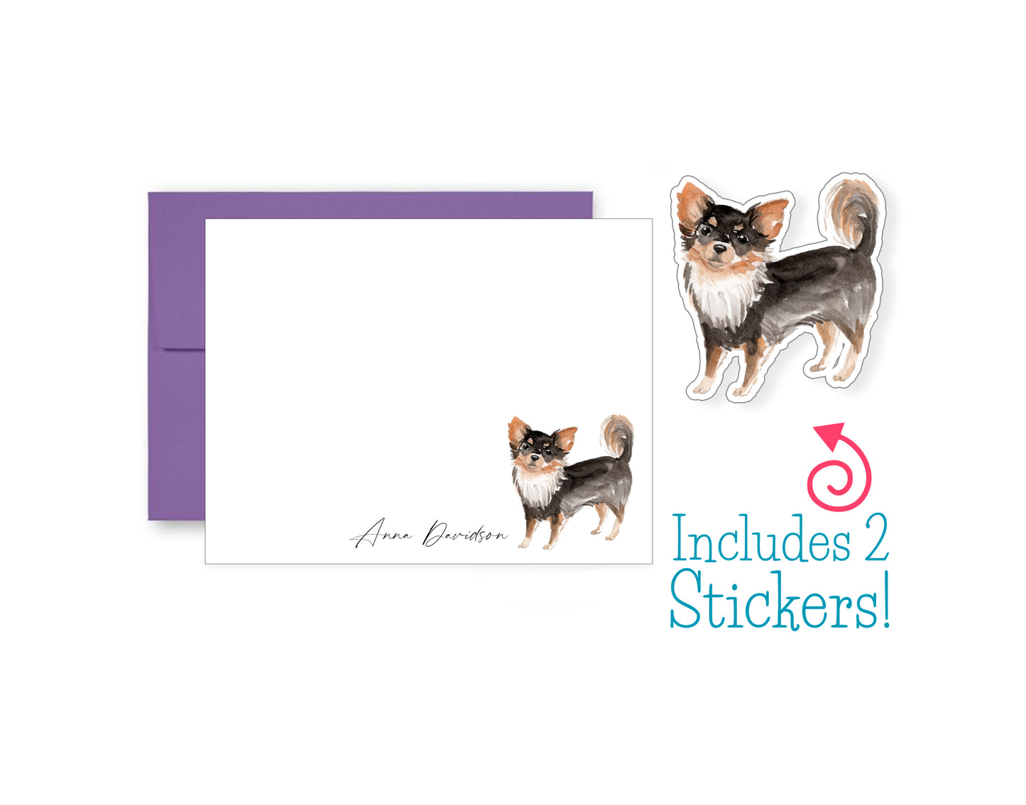 Black and Tan with White Chihuahua Folded Note Cards