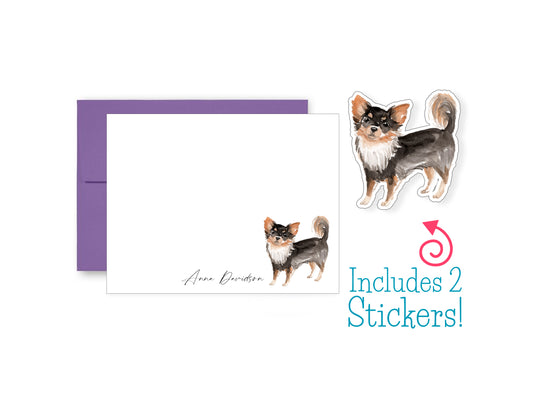 Black and Tan with White Chihuahua Folded Note Cards