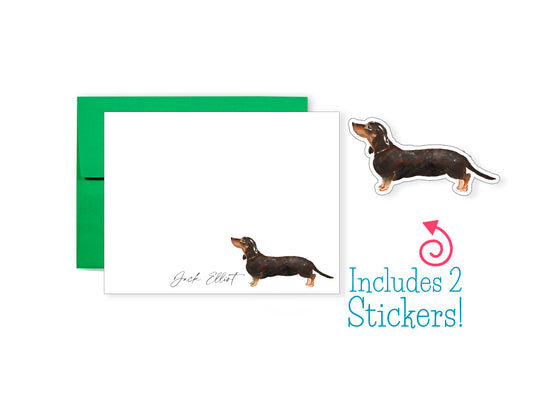 Black and Tan Dachshund Folded Note Cards