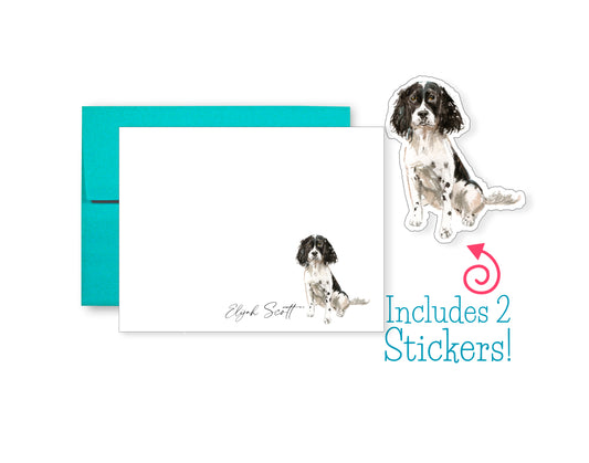 Black and White English Springer Spaniel Dog Folded Note Cards