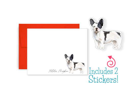 Black and White French Bulldog Folded Note Cards