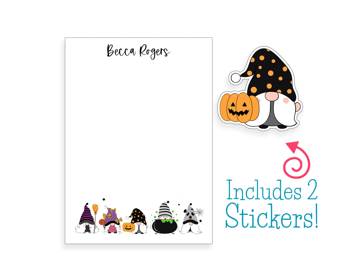 Halloween Gnome Notepad and Stickers