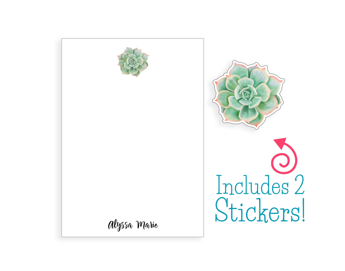 Succulent Notepad and Stickers