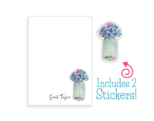 Boho Watercolor Flower Notepad and Stickers