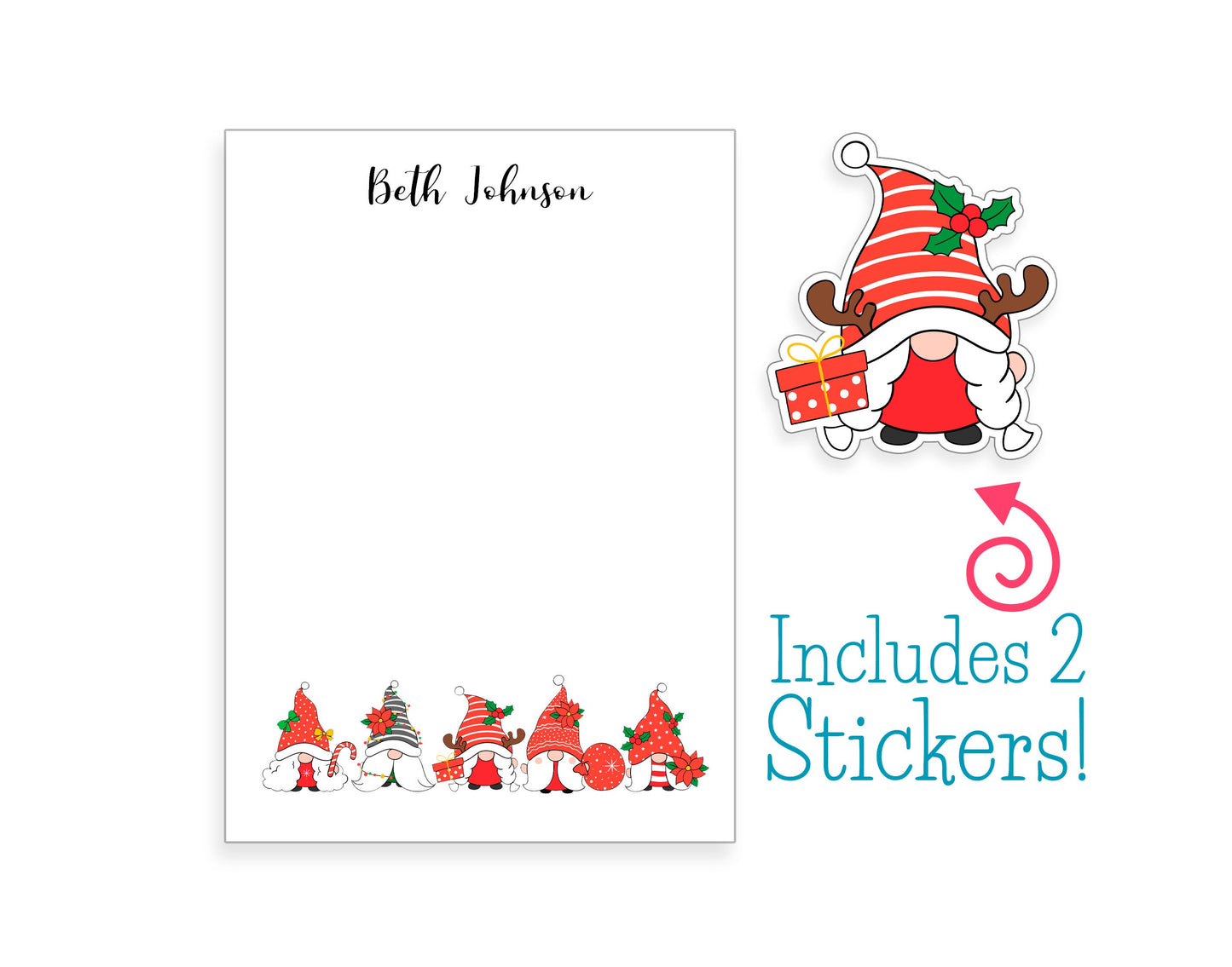 Christmas Gnome Notepad and Stickers